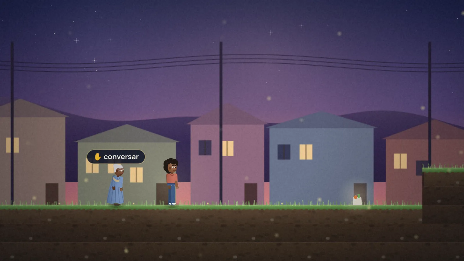 O bairro da vó, à noite, com a Dona Cida